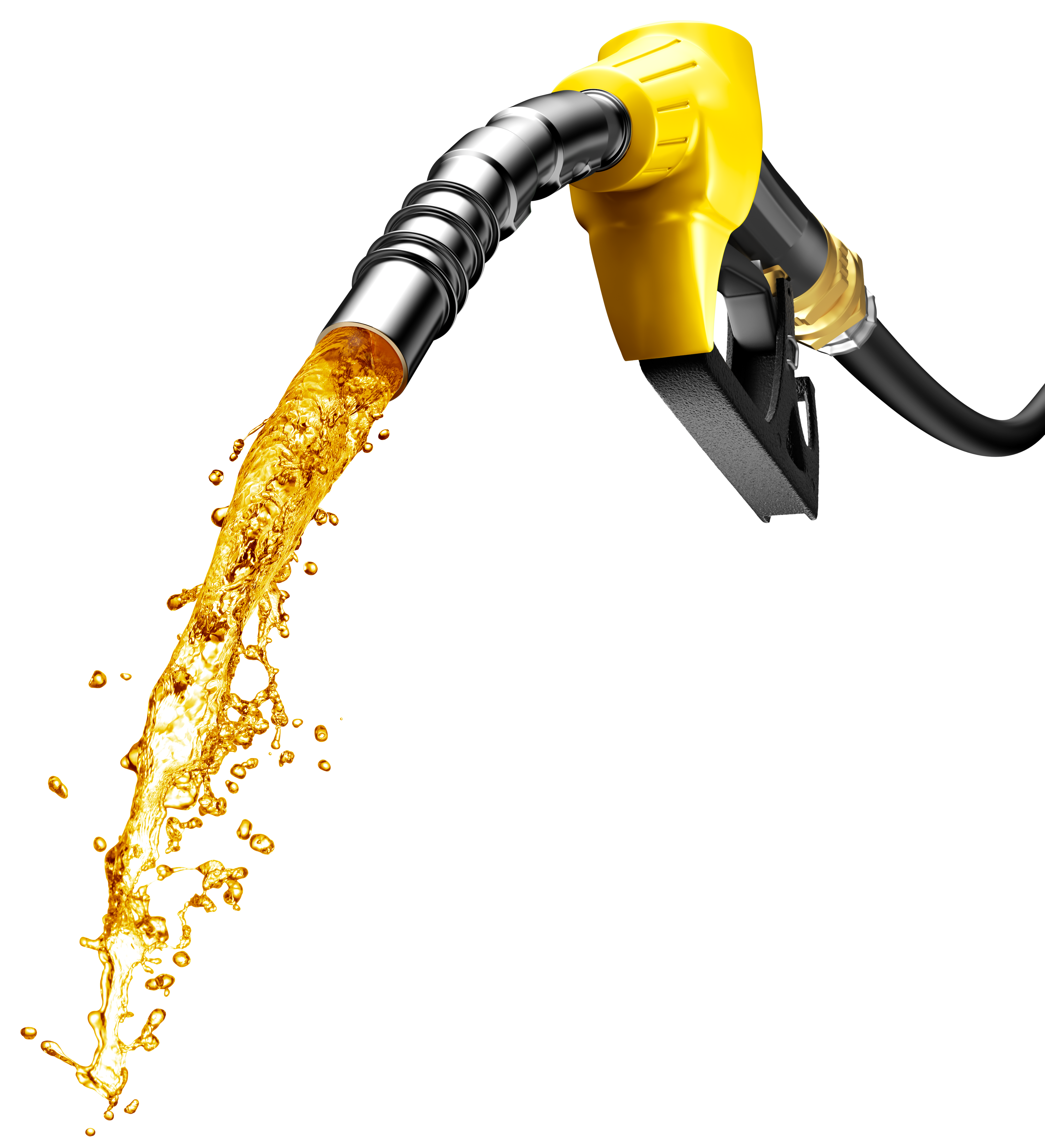Yellow Gas handle pouring out gasoline