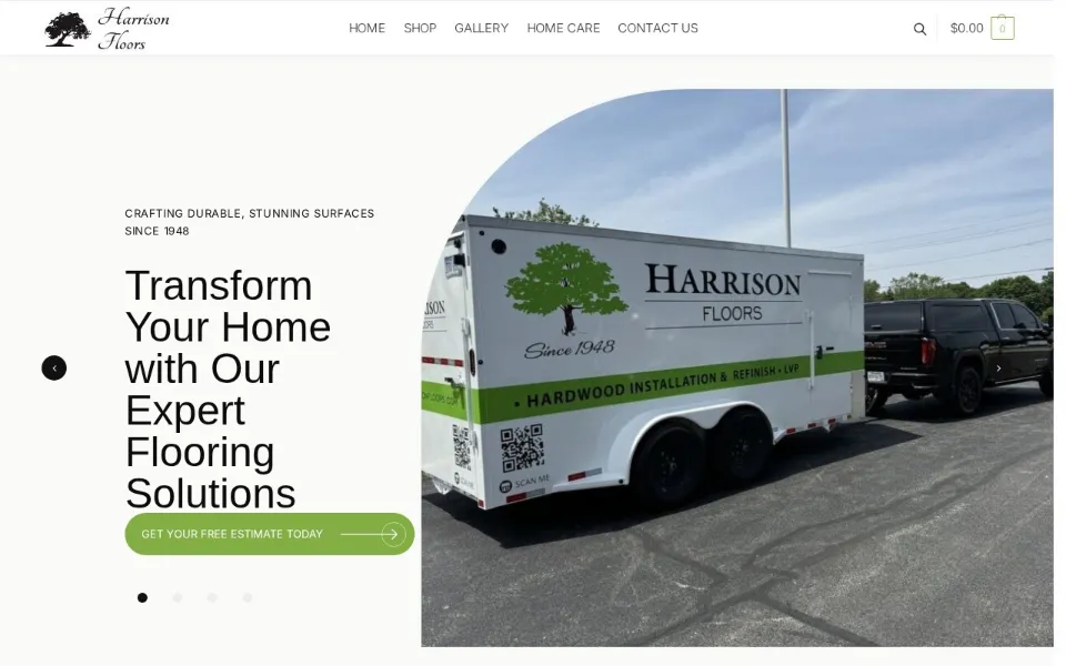 Harrison Floors home page: a flooring company website built by IGNITE
