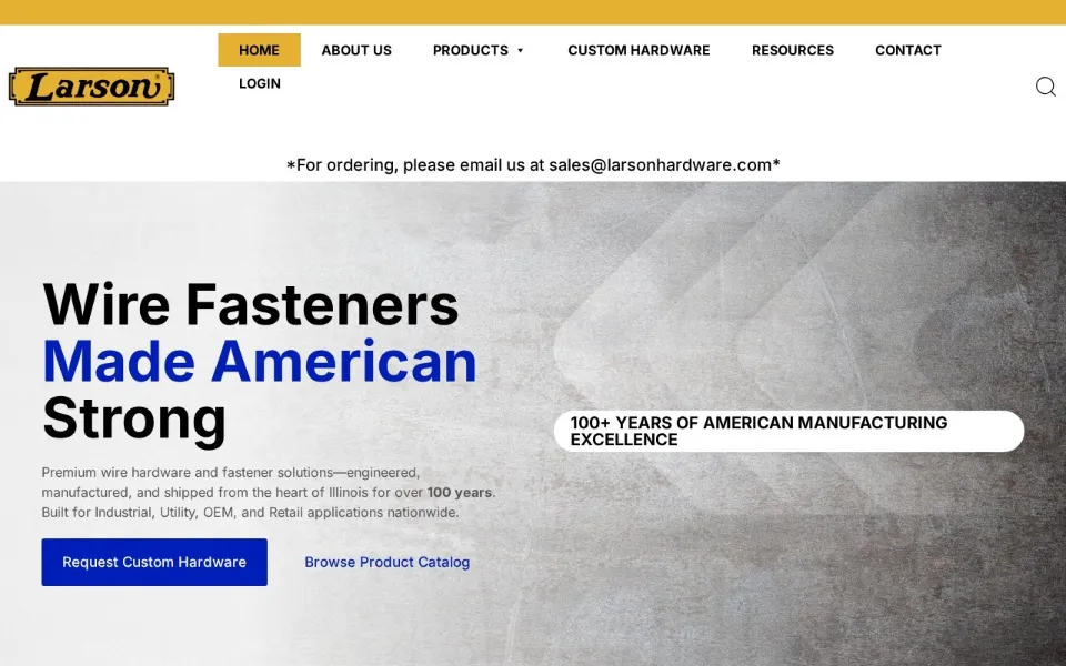 Larson Hardware home page: a hardware manufacturer website built by IGNITE