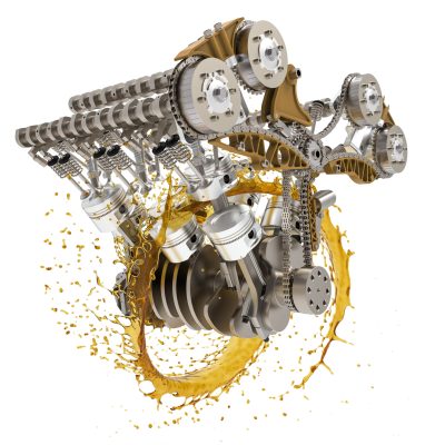 engine of the car with oil splash on transparent background. Eng